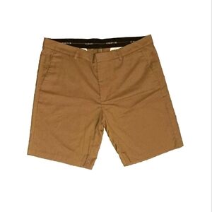 Alfani Men's 36 Stretch Brown Khaki Shorts Classic Fit Shorts Flat Casual B23#1
